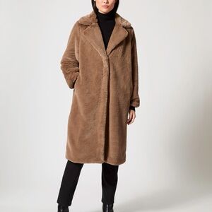 Brown Teddy Jacket with Plush Texture and Relaxed Fit Adrienne Landau NWT Large